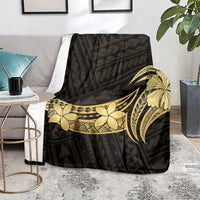 Gold Black Polynesia Hibiscus Plumeria Tattoo Blanket