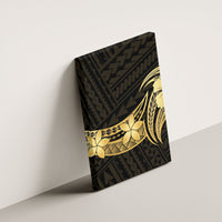 Gold Black Polynesia Hibiscus Plumeria Tattoo Canvas Wall Art