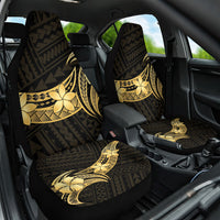 Gold Black Polynesia Hibiscus Plumeria Tattoo Car Seat Cover