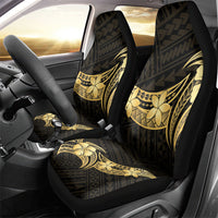 Gold Black Polynesia Hibiscus Plumeria Tattoo Car Seat Cover
