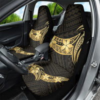 Gold Black Polynesia Hibiscus Plumeria Tattoo Car Seat Cover