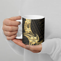 Gold Black Polynesia Hibiscus Plumeria Tattoo Ceramic Mug