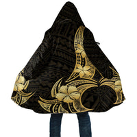 Gold Black Polynesia Hibiscus Plumeria Tattoo Cloak