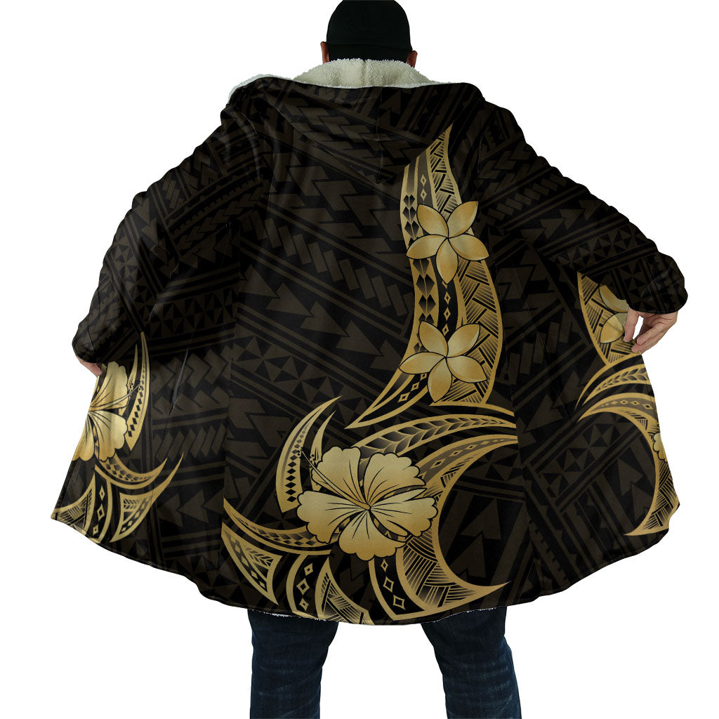 Gold Black Polynesia Hibiscus Plumeria Tattoo Cloak