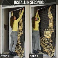 Gold Black Polynesia Hibiscus Plumeria Tattoo Door Cover