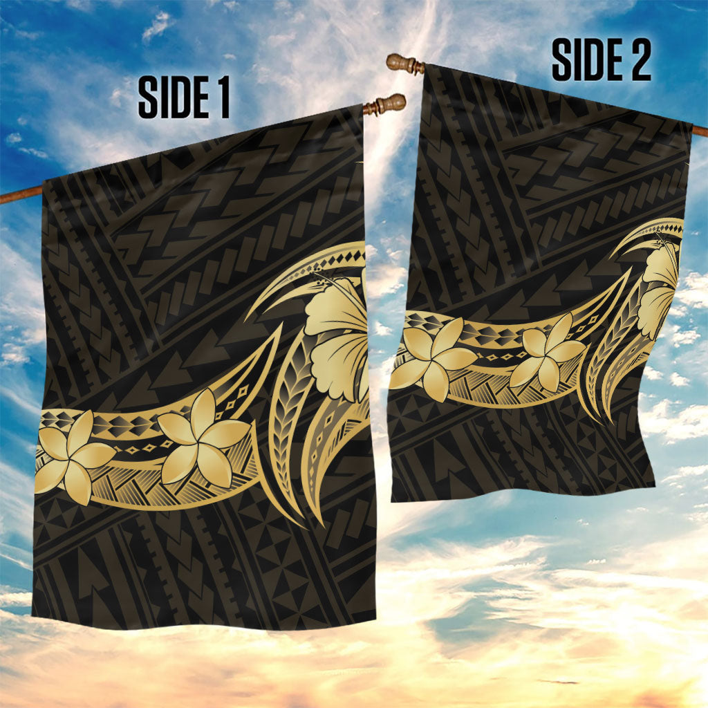Gold Black Polynesia Hibiscus Plumeria Tattoo Garden Flag