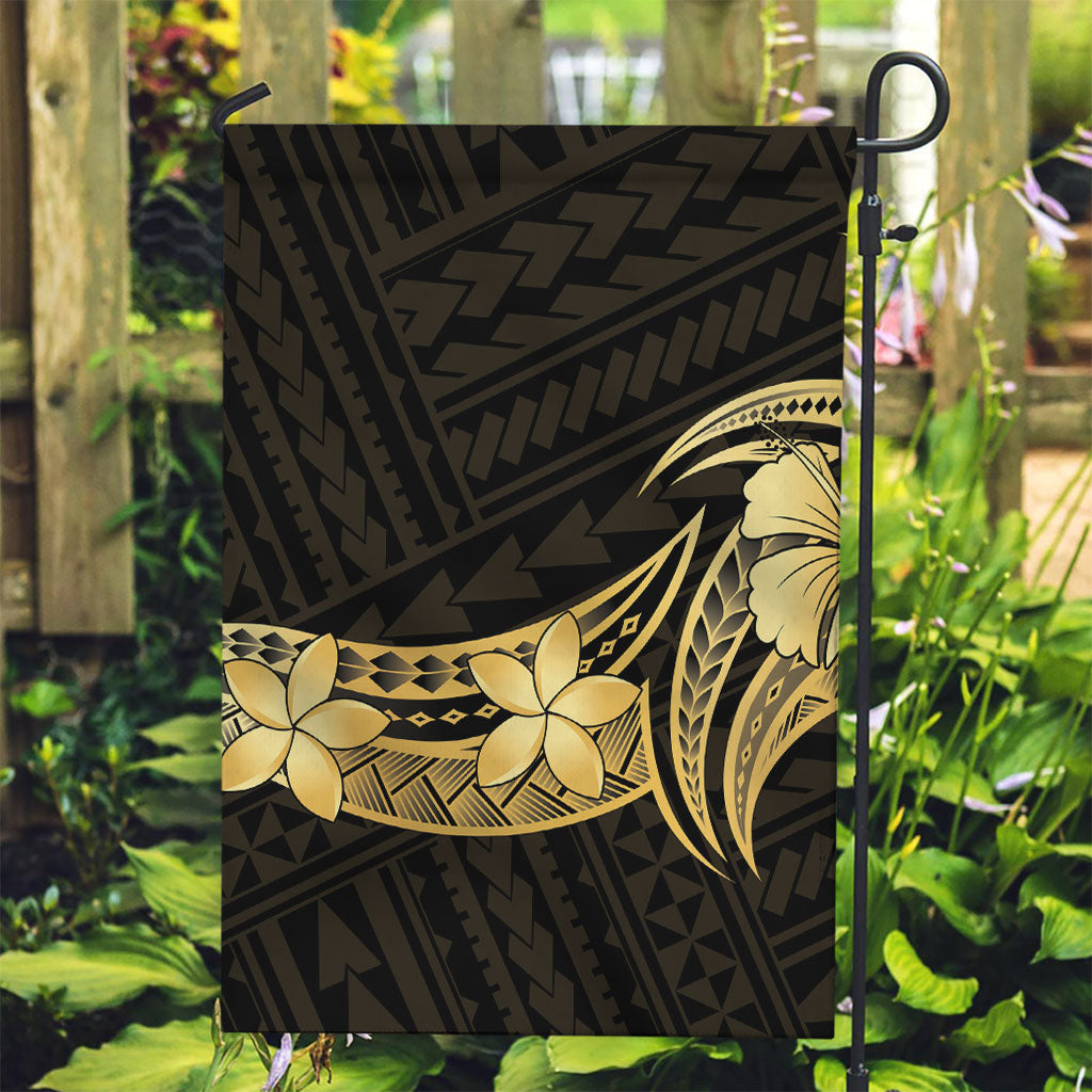 Gold Black Polynesia Hibiscus Plumeria Tattoo Garden Flag