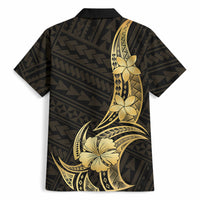 Gold Black Polynesia Hibiscus Plumeria Tattoo Hawaiian Shirt