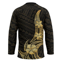 Gold Black Polynesia Hibiscus Plumeria Tattoo Hockey Jersey