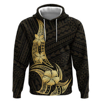 Gold Black Polynesia Hibiscus Plumeria Tattoo Hoodie