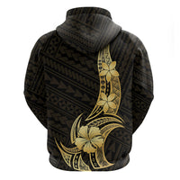 Gold Black Polynesia Hibiscus Plumeria Tattoo Hoodie