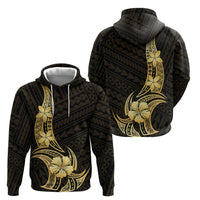 Gold Black Polynesia Hibiscus Plumeria Tattoo Hoodie