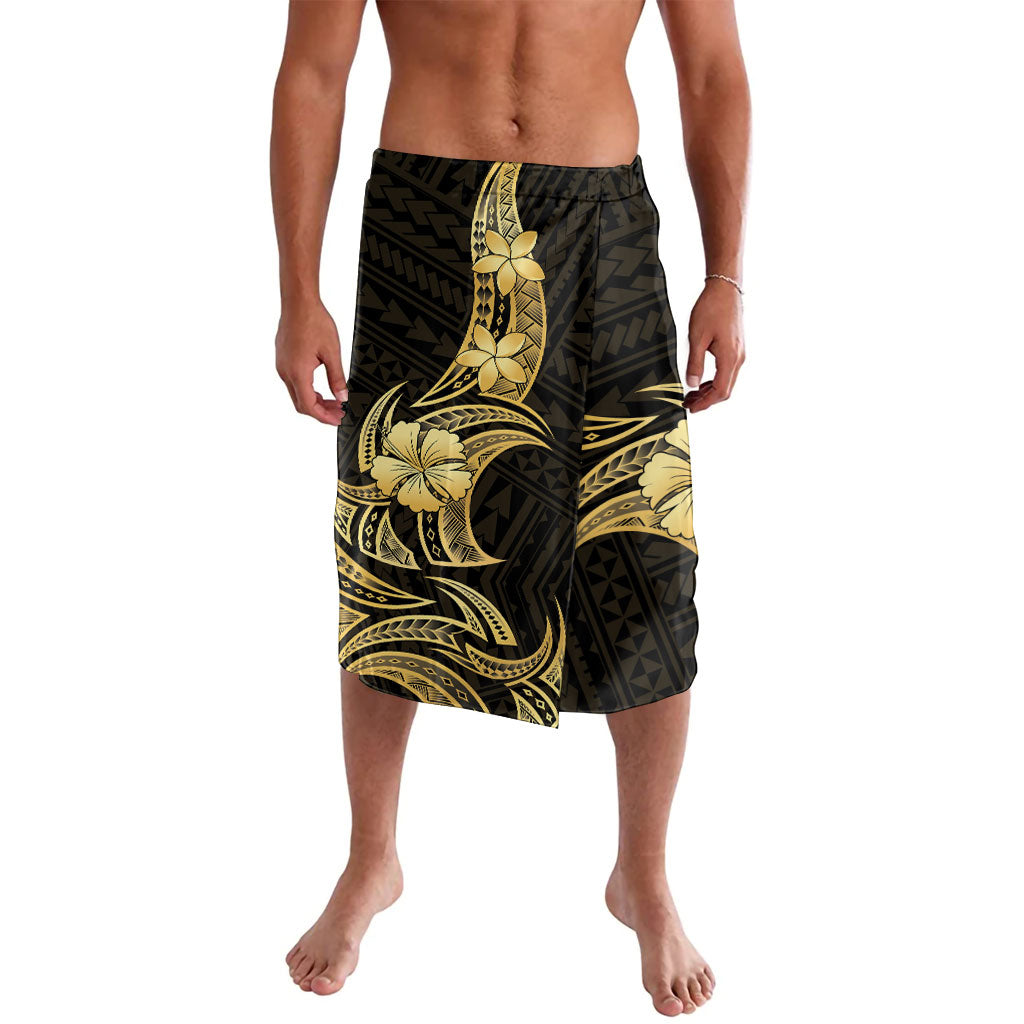 Gold Black Polynesia Hibiscus Plumeria Tattoo Lavalava