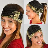 Gold Black Polynesia Hibiscus Plumeria Tattoo Neck Gaiter