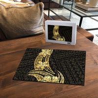 Gold Black Polynesia Hibiscus Plumeria Tattoo Puzzle