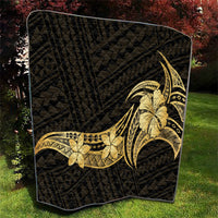 Gold Black Polynesia Hibiscus Plumeria Tattoo Quilt