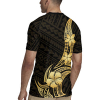 Gold Black Polynesia Hibiscus Plumeria Tattoo Rugby Jersey