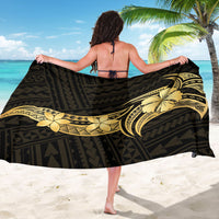 Gold Black Polynesia Hibiscus Plumeria Tattoo Sarong