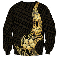 Gold Black Polynesia Hibiscus Plumeria Tattoo Sweatshirt