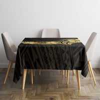 Gold Black Polynesia Hibiscus Plumeria Tattoo Tablecloth