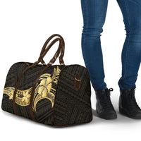 Gold Black Polynesia Hibiscus Plumeria Tattoo Travel Bag