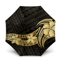 Gold Black Polynesia Hibiscus Plumeria Tattoo Umbrella