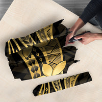 Gold Black Polynesia Hibiscus Plumeria Tattoo Umbrella