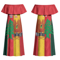 Custom Rugby Papua New Guinea and Lebanon Couples Matching Off Shoulder Maxi Dress and Hawaiian Shirt PNG Kumuls Cedars Together
