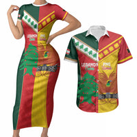 Custom Rugby Papua New Guinea and Lebanon Couples Matching Short Sleeve Bodycon Dress and Hawaiian Shirt PNG Kumuls Cedars Together