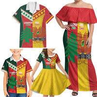 Custom Rugby Papua New Guinea and Lebanon Family Matching Off Shoulder Maxi Dress and Hawaiian Shirt PNG Kumuls Cedars Together
