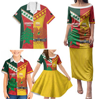 Custom Rugby Papua New Guinea and Lebanon Family Matching Puletasi and Hawaiian Shirt PNG Kumuls Cedars Together