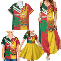 Custom Rugby Papua New Guinea and Lebanon Family Matching Summer Maxi Dress and Hawaiian Shirt PNG Kumuls Cedars Together