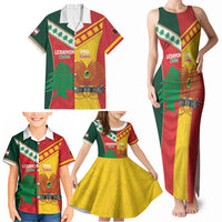 Custom Rugby Papua New Guinea and Lebanon Family Matching Tank Maxi Dress and Hawaiian Shirt PNG Kumuls Cedars Together