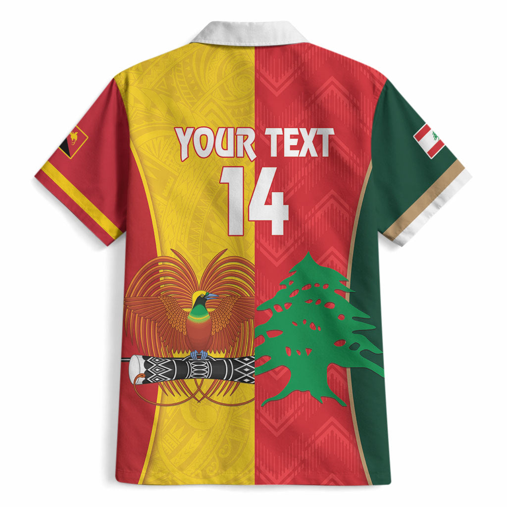 Custom Rugby Papua New Guinea and Lebanon Hawaiian Shirt PNG Kumuls Cedars Together
