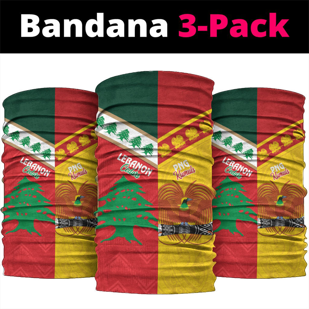 Rugby Papua New Guinea and Lebanon Neck Gaiter PNG Kumuls Cedars Together