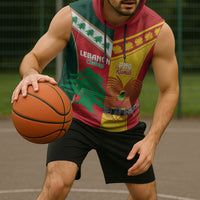 Custom Rugby Papua New Guinea and Lebanon Sleeveless Hoodie PNG Kumuls Cedars Together