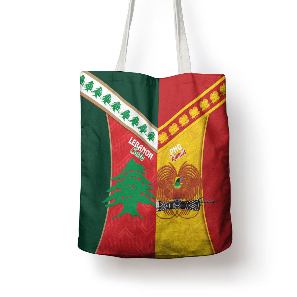 Rugby Papua New Guinea and Lebanon Tote Bag PNG Kumuls Cedars Together