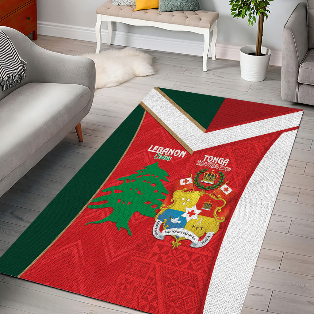 Rugby Tonga and Lebanon Area Rug Mate Maa Tonga Cedars Together