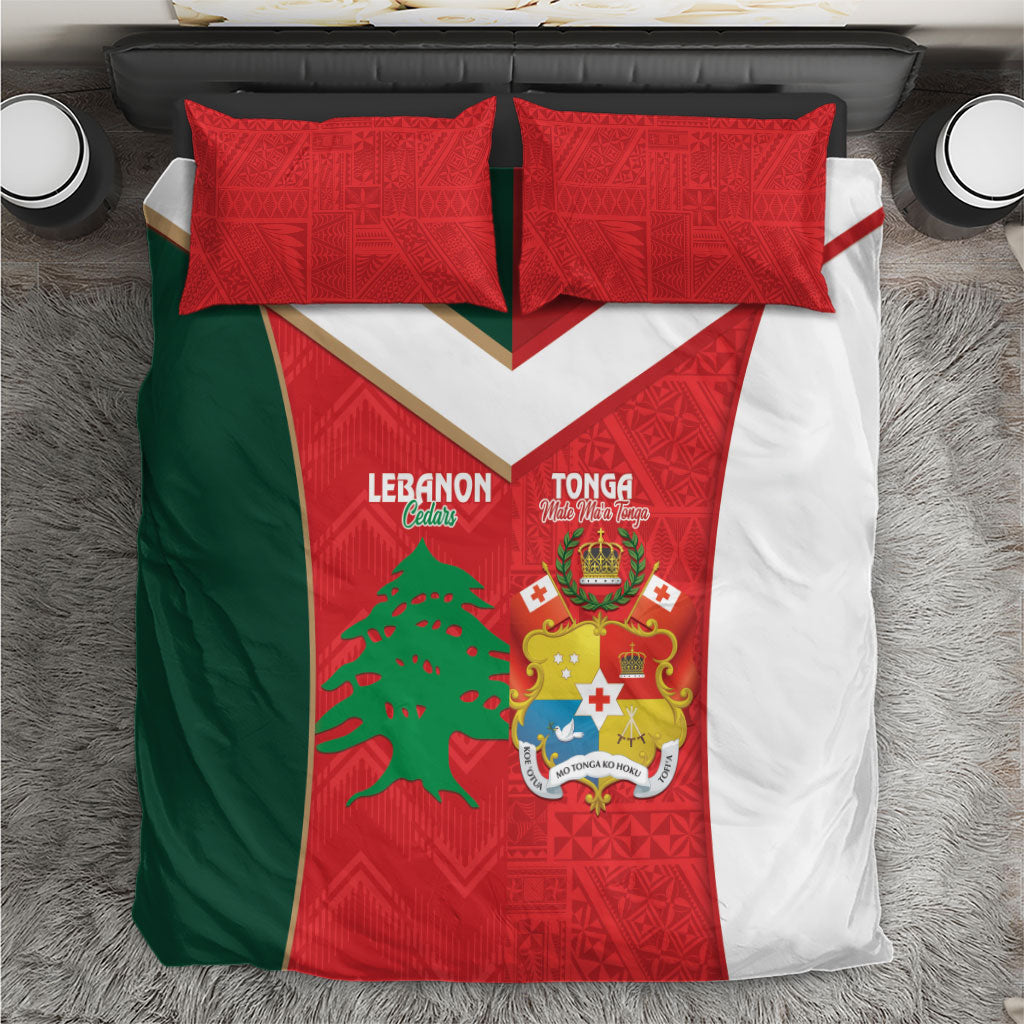 Rugby Tonga and Lebanon Bedding Set Mate Maa Tonga Cedars Together LT14 Multicolor - Polynesian Pride
