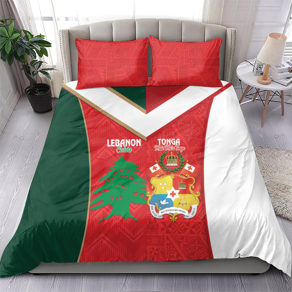 Rugby Tonga and Lebanon Bedding Set Mate Maa Tonga Cedars Together