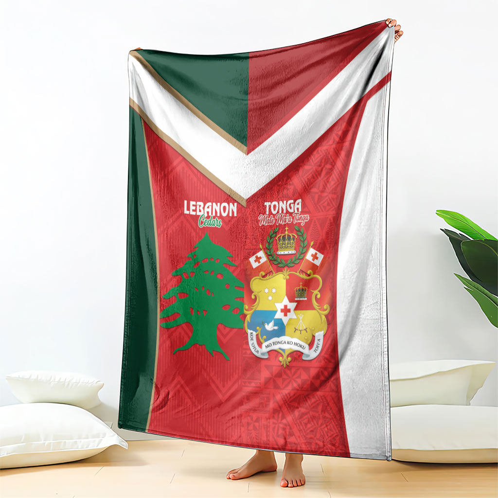 Rugby Tonga and Lebanon Blanket Mate Maa Tonga Cedars Together