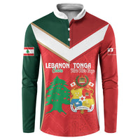 Custom Rugby Tonga and Lebanon Button Sweatshirt Mate Maa Tonga Cedars Together