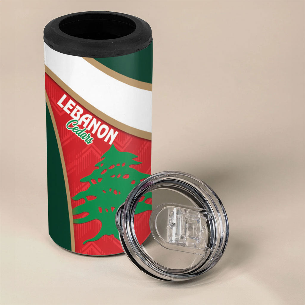Rugby Tonga and Lebanon 4 in 1 Can Cooler Tumbler Mate Maa Tonga Cedars Together