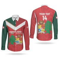 Custom Rugby Tonga and Lebanon Couples Matching Long Sleeve Bodycon Dress and Long Sleeve Button Shirt Mate Maa Tonga Cedars Together