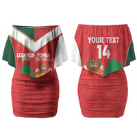 Custom Rugby Tonga and Lebanon Couples Matching Off Shoulder Short Dress and Long Sleeve Button Shirt Mate Maa Tonga Cedars Together