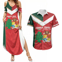 Custom Rugby Tonga and Lebanon Couples Matching Summer Maxi Dress and Hawaiian Shirt Mate Maa Tonga Cedars Together