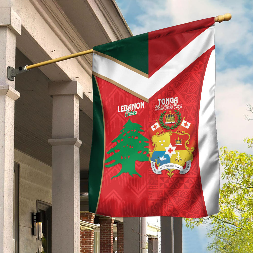 Rugby Tonga and Lebanon Garden Flag Mate Maa Tonga Cedars Together LT14 House Flag Multicolor - Polynesian Pride