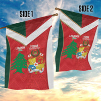 Rugby Tonga and Lebanon Garden Flag Mate Maa Tonga Cedars Together