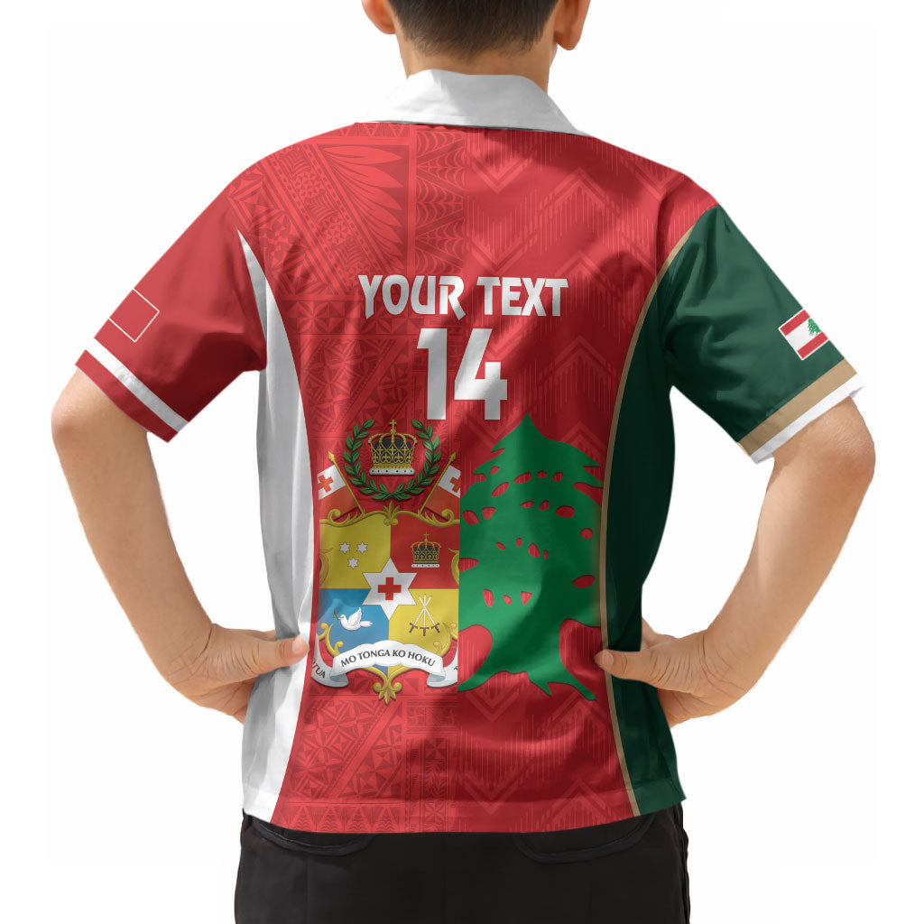 Custom Rugby Tonga and Lebanon Hawaiian Shirt Mate Maa Tonga Cedars Together