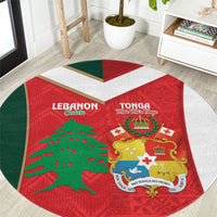 Rugby Tonga and Lebanon Round Carpet Mate Maa Tonga Cedars Together